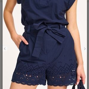 NWT - Navy Blue Organic Cotton Eyelet Top & Shorts Set - Size T3 (US8)